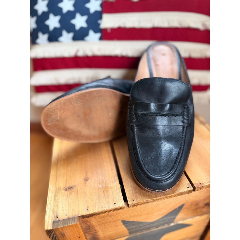 Madewell Frances Loafer Mule Black Leather Slip On Shoes Womens 9.5 G6092